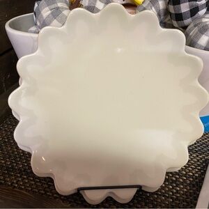 Coton Colors White with Scalloped Gray Edging Salad Plate